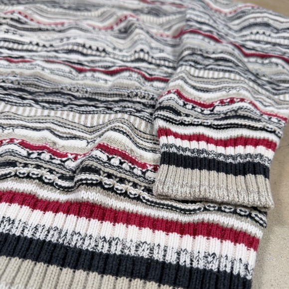 vintage 90's 3d knit Jantzen Mens Sweater M Geometric Stripe Crew Neck - Picture 3 of 5